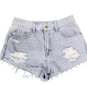 Forever 21‎ Distressed Light Blue Denim Shorts Size 28